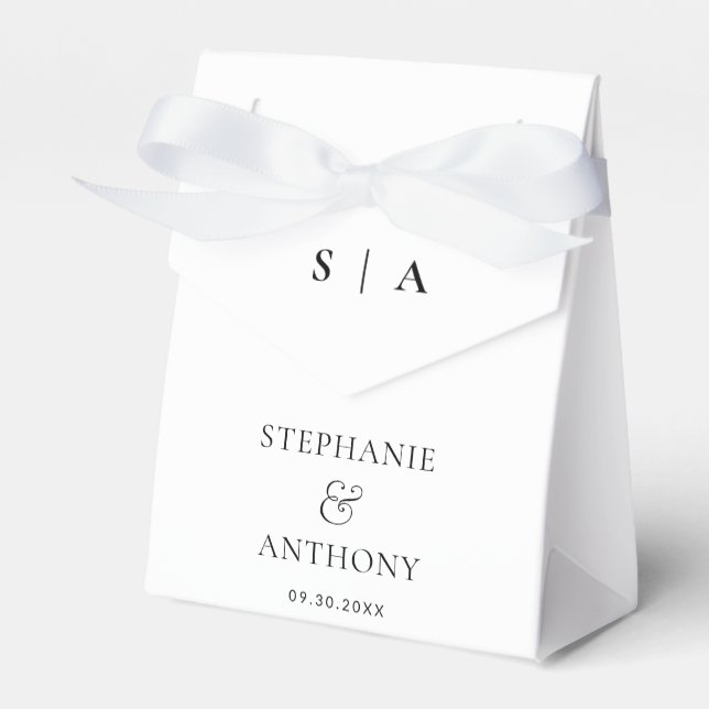 Modern Minimal Monogram Black and White Wedding    Favour Box (Front Side)