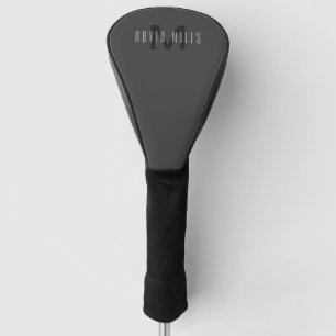 Modern Minimal Monogram Design Editable Dark Grey Golf Head Cover
