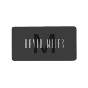 Modern Minimal Monogram Design Editable Dark Grey Label