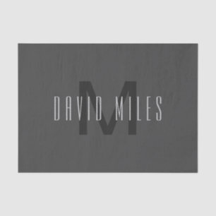 Modern Minimal Monogram Design Editable Dark Grey Tissue Paper