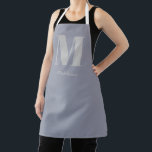 Modern Minimal Monogram Initial Grey Name Apron<br><div class="desc">Modern Minimal Monogram Initial Purple Grey Name Apron,  the perfect gift for anyone who loves to cook or craft!</div>