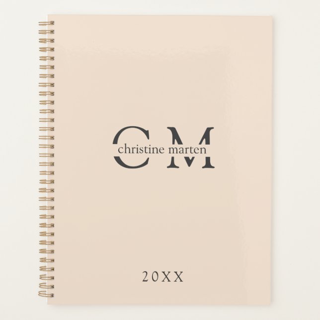 Modern minimal monogram initials Planner (Front)