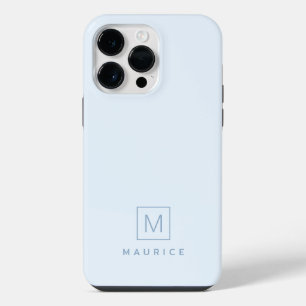 Modern minimal monogram light blue iPhone 14 pro max case