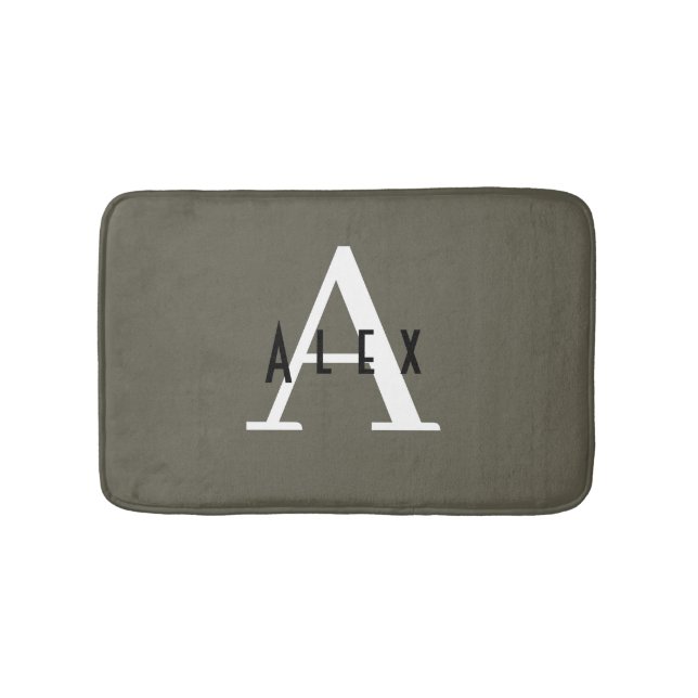 Modern Minimal Monogram Name + Initial Bath Mat (Front)