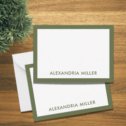 Modern Minimal Monogram Name Olive Card