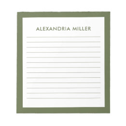 Modern Minimal Monogram Name Olive Notepad