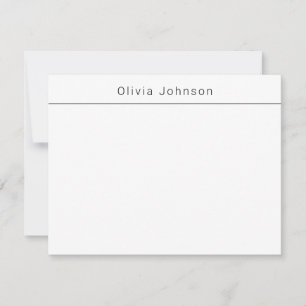Modern Minimal  Monogram Name White Flat Note Card