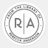 Modern Minimal Monogram The Library of Bookplate