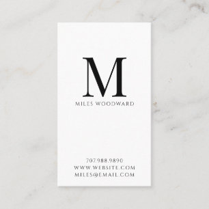 Modern Minimal Monogram Vertical Business Card