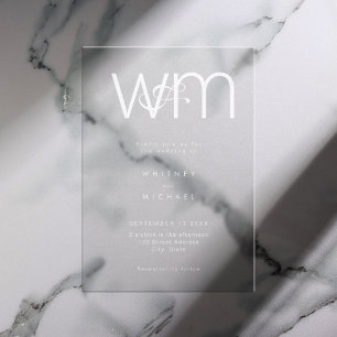 Modern Minimal Monogram Wedding Acrylic Invitations