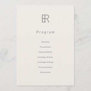 Modern Minimal Monogram Wedding Program