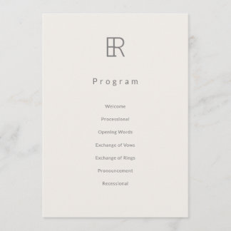 Modern Minimal Monogram Wedding Program