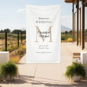 Modern Minimal Monogram Wedding Welcome Banner
