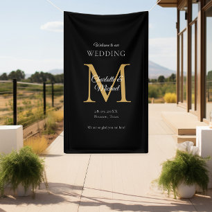 Modern Minimal Monogram Wedding Welcome Banner