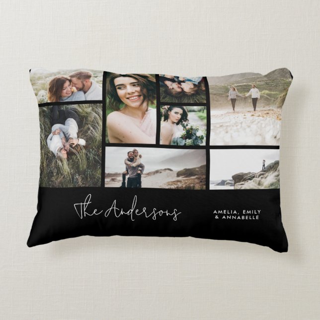 Modern minimal multi 8 photo best friends elegant decorative cushion (Back)
