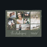 Modern minimal multi 8 photo best friends khaki fleece blanket<br><div class="desc">Modern minimal simple personalised family best friends multi 8 photo Christmas holiday gift home decor tray design. Simple,  clean elegant minimal design. Ideal for mum,  dad,  sister,  brother,  husband,  wife,  aunty,  uncle,  grandma,  grandpa,  granddad birthday,  christmas,  anniversary,  mothers day,  fathers day.  Khaki green colour can be changed.</div>