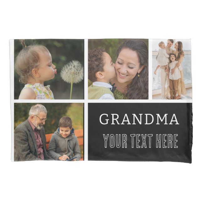 Modern minimal multi photo botanical elegant chic pillowcase (Front)