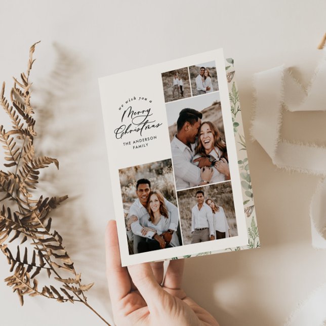 Modern minimal multi photo Christmas elegant Thank You Card (Creator Uploaded)