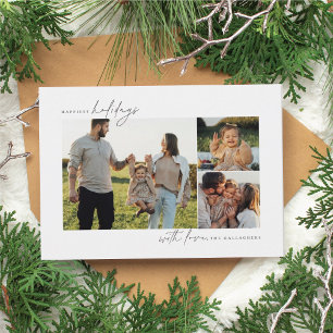 Modern Minimal Multi Photo Holiday Photo Cards