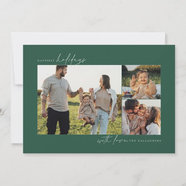 Modern Minimal Multi Photo Holiday Photo Cards (Front)
