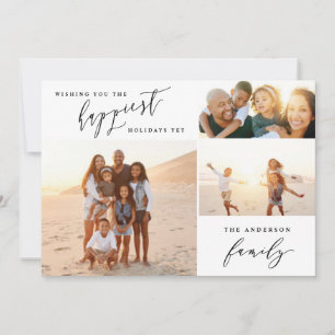 Modern minimal multi photo holiday script card