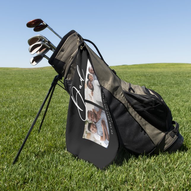 Modern minimal multi photo script dad gift golf to towel (Green)