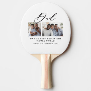 Modern minimal multi photo script dad gift ping pong paddle