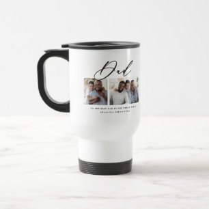 Modern minimal multi photo script dad gift travel mug
