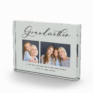 Modern minimal multi photo script grandmother gift block