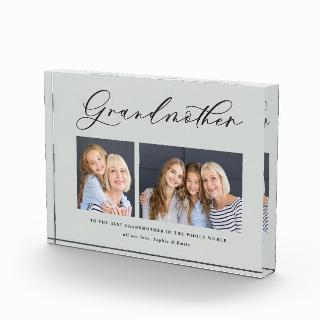 Modern minimal multi photo script grandmother gift block (Right)
