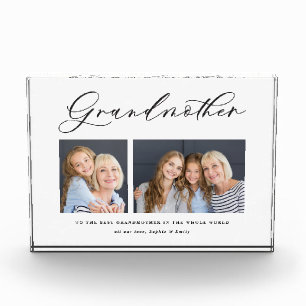 Modern minimal multi photo script grandmother gift block