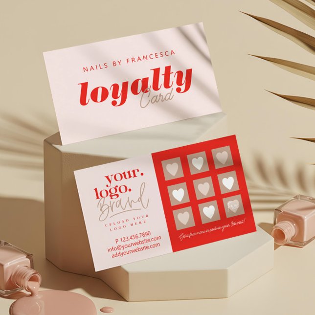 Modern Minimal Nail Salon Business Logo Brand Loyalty Card (Chic Modern Minimal Logo Nail Salon Photo Collage Appointment Card)