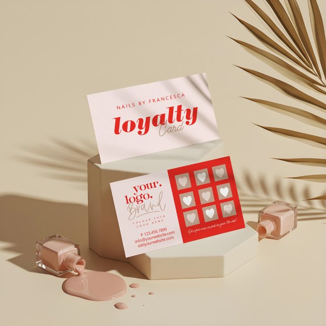 Modern Minimal Nail Salon Business Logo Brand Loyalty Card (Chic Modern Minimal Logo Nail Salon Photo Collage Appointment Card)