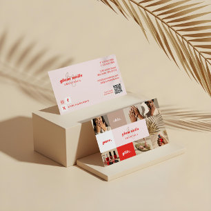Modern Minimal Nail Salon Business Photo Collage Business Card