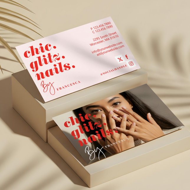 Modern Minimal Nail Salon Business Photo Photo Card (Modern Minimal Nail Salon Business Photo Photo Business Card)