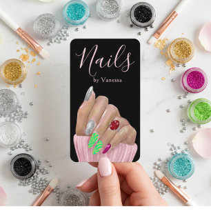 Modern Minimal Nail Technician QR Code Chic Business Card