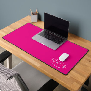 MODERN MINIMAL name design solid hot fuschia pink Desk Mat
