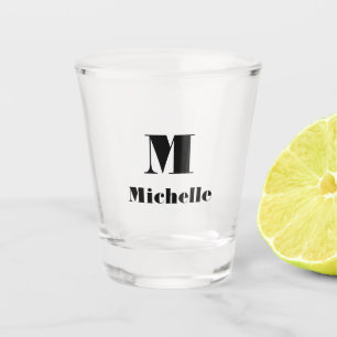 Modern Minimal Name Initial Letter Solid Colour  Shot Glass