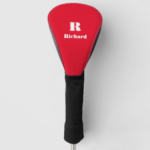 Modern Minimal Name Initial Solid Colour Red Golf Head Cover
