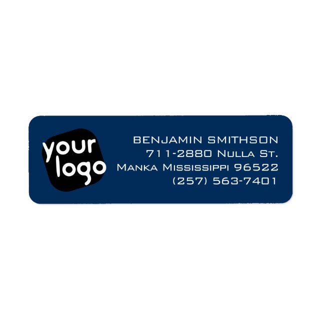     Modern Minimal Navy Blue Custom Return Address Label (Front)