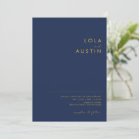 Modern Minimal Navy Blue Gold All In One Wedding
