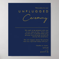Modern Minimal Navy Blue Gold Unplugged Ceremony