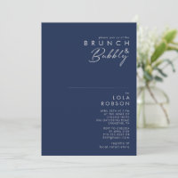 Modern Minimal Navy Blue Silver Brunch and Bubbly