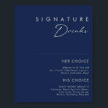 Modern Minimal Navy Blue Silver Signature Drinks Poster<br><div class="desc">This modern minimal navy blue silver signature drinks poster is perfect for your classy boho wedding. Its simple, unique abstract design accompanied by a contemporary minimal script and a dark navy blue colour palette gives this product a feel of elegant formal luxury while staying simplistic, chic bohemian. Keep it as...</div>