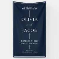 Modern Minimal Navy Blue Wedding Welcome