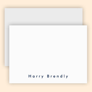 Modern Minimal Navy Blue White Note Card