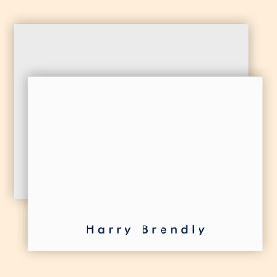 Modern Minimal Navy Blue White Note Card