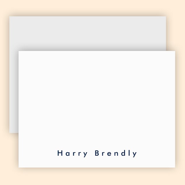 Modern Minimal Navy Blue White Note Card (Creator Uploaded)
