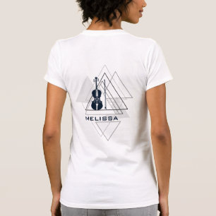 Modern Minimal Navy Blue & White Violin Designer T-Shirt