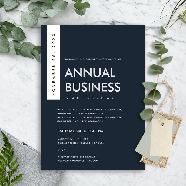 MODERN MINIMAL NAVY WHITE KRAFT CONFERENCE EVENT INVITATION (Creator Uploaded)